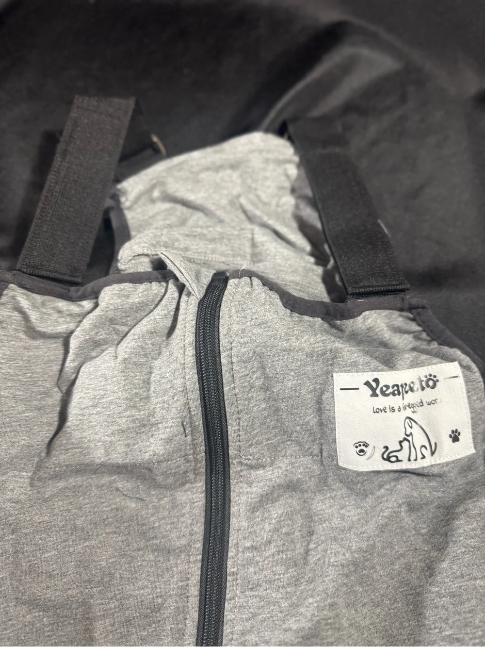 Gray Full-Coverage Dog Recovery Suit - Comfortable Post-Surgery Apparel